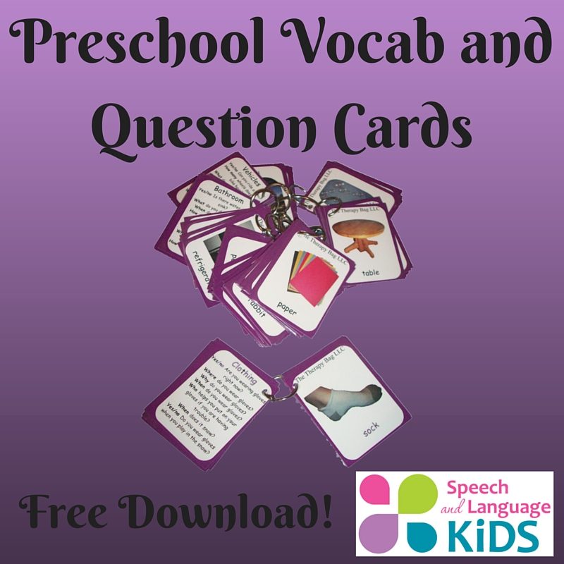 Preschool Vocab and Question Cards
