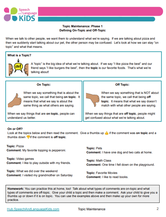 Topic Maintenance Speech Therapy Kit