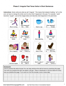 Past Tense Verbs Therapy Kit