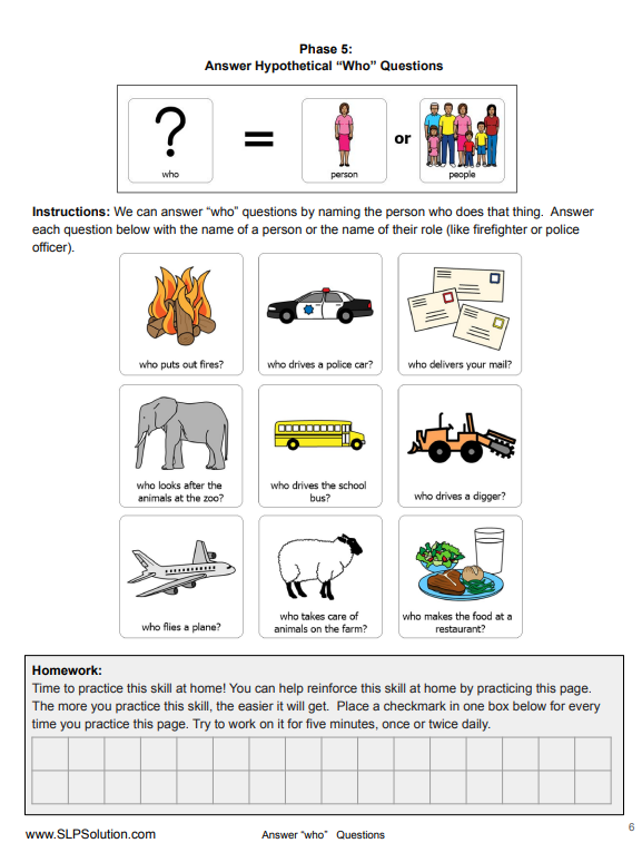 Language Worksheets for Group Speech Therapy