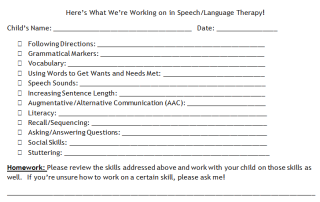 Home Update for Speech and Language Therapy