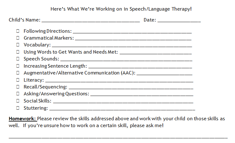 Home Update for Speech and Language Therapy