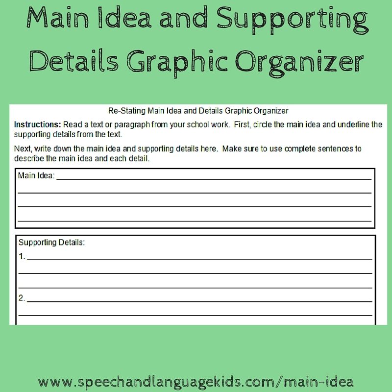 Helping Children to Identify Main Ideas and Supporting Details When Reading Speech And Helping Children to Identify Main Ideas and Supporting Details When Reading Speech And