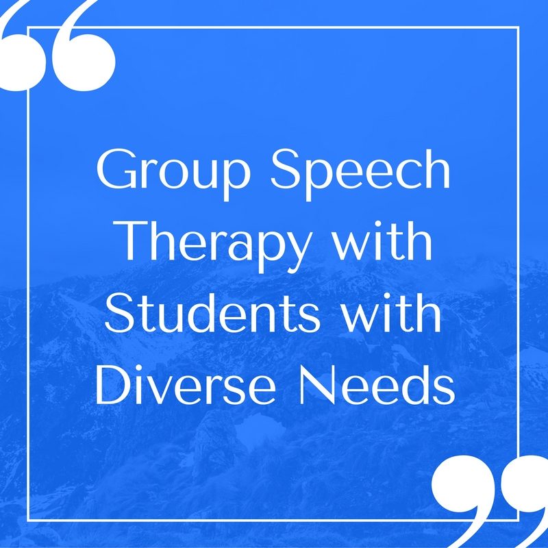 Group Speech Therapy with Students with Diverse Needs Speech And