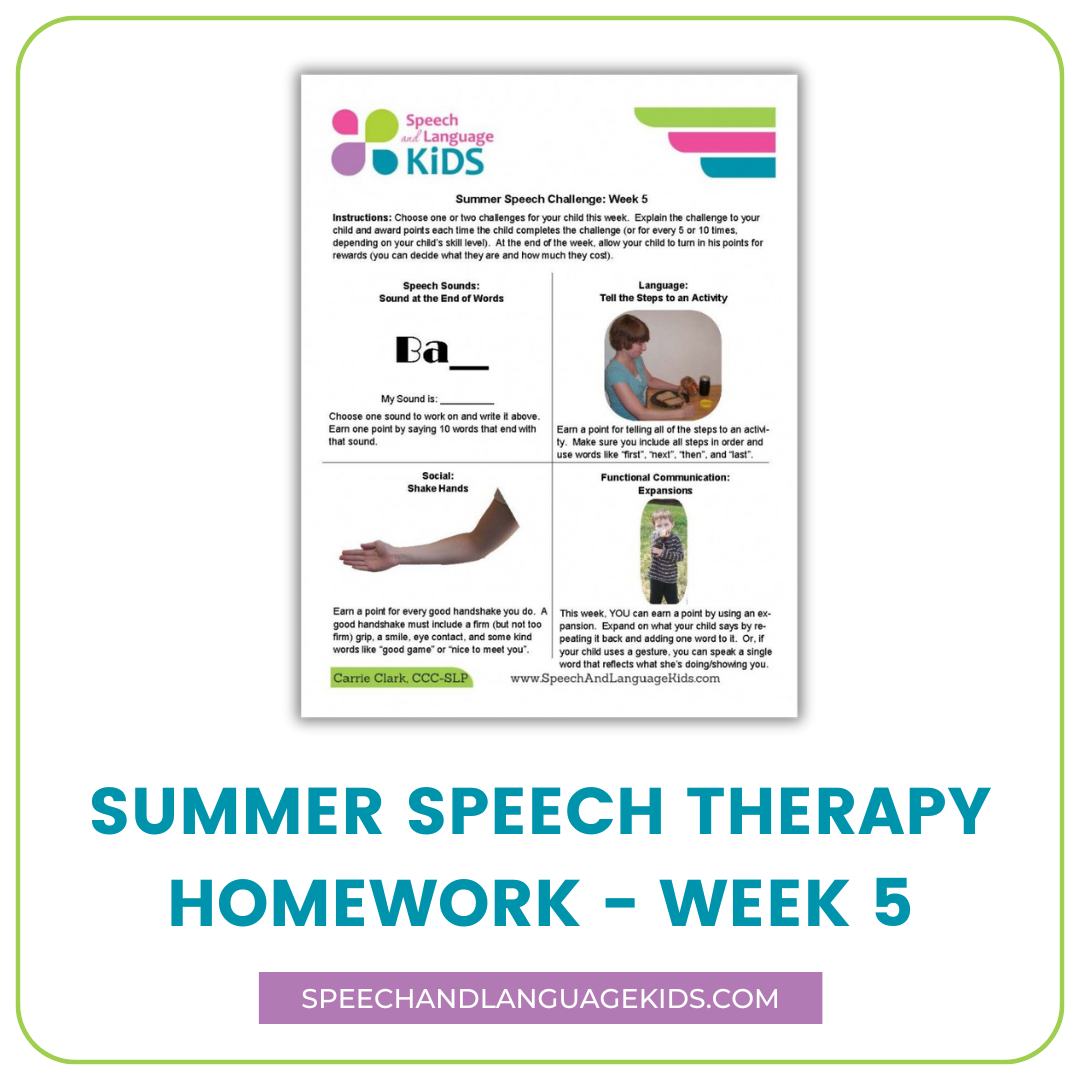 summer speech therapy homework week 5