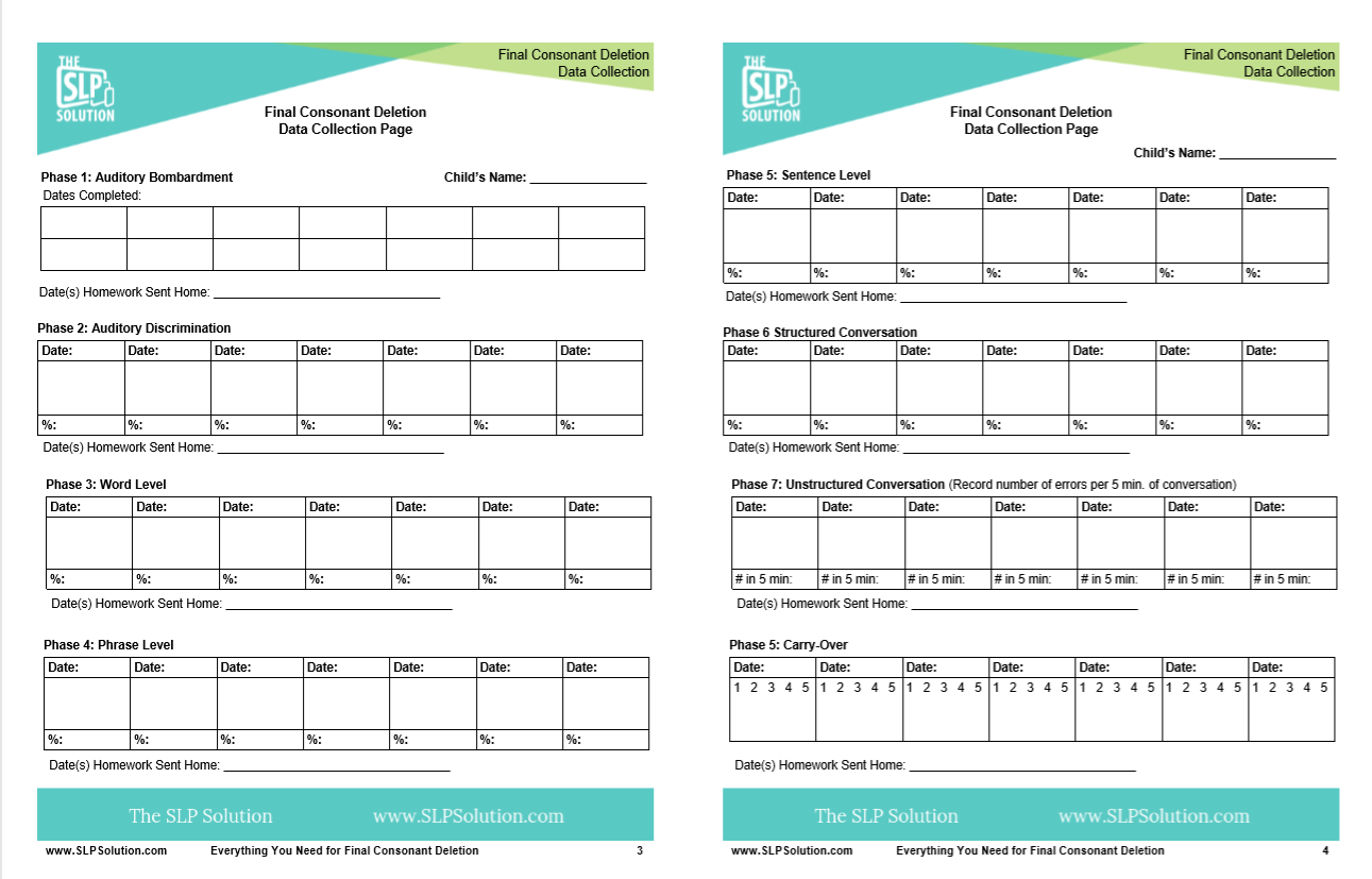 Data Sheets for Speech/Language Pathologists