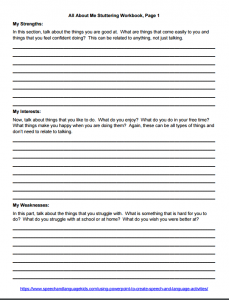 Working Through Negative Emotions in Stuttering Worksheets