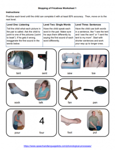 Stopping of Fricatives Worksheet