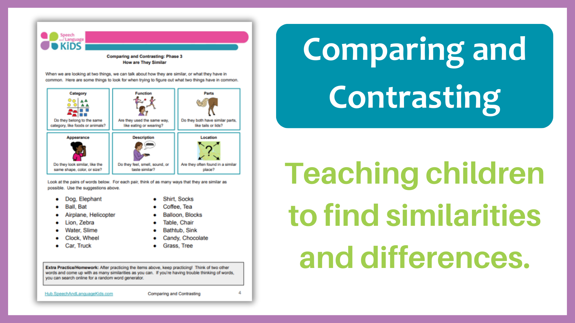 Teaching Comparing and Contrasting Skills to Children