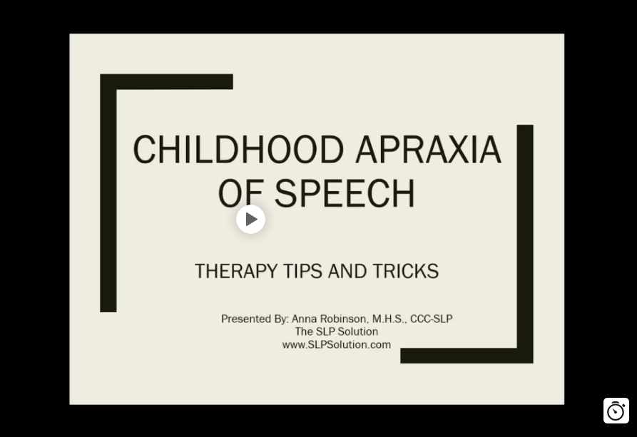 Childhood Apraxia of Speech Course