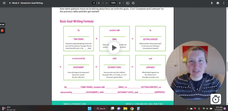 Organization and Writing IEP Goals Course for SLPs