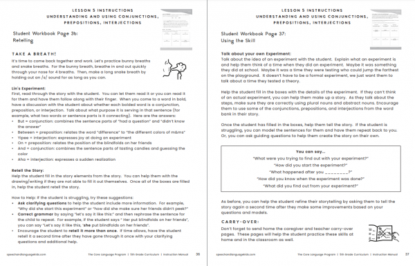 core language program instruction manual for teaching oral language skills