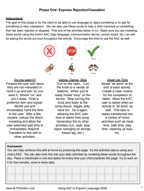 AAC Curriculum for teaching children to use AAC devices