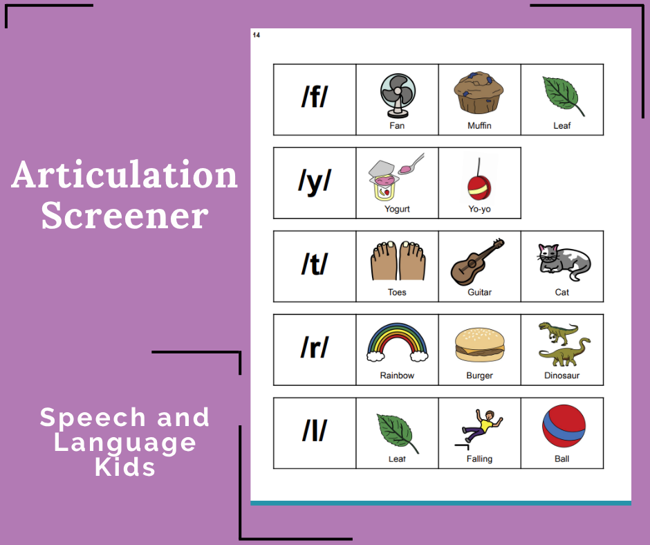 Articulation Screener with PDF and Pictures for Speech Therapy