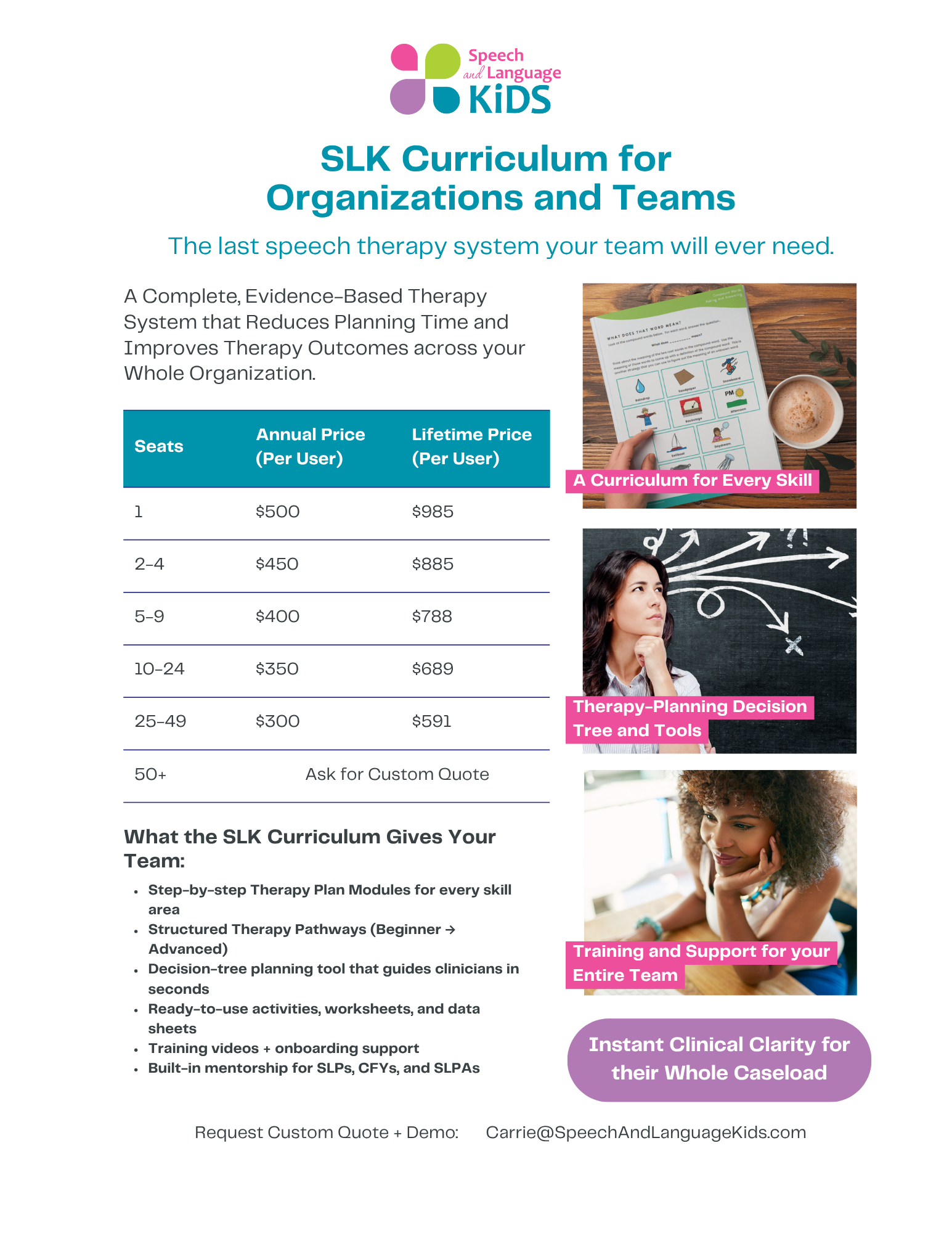 SLK Curriculum for Organizations and Teams Flier